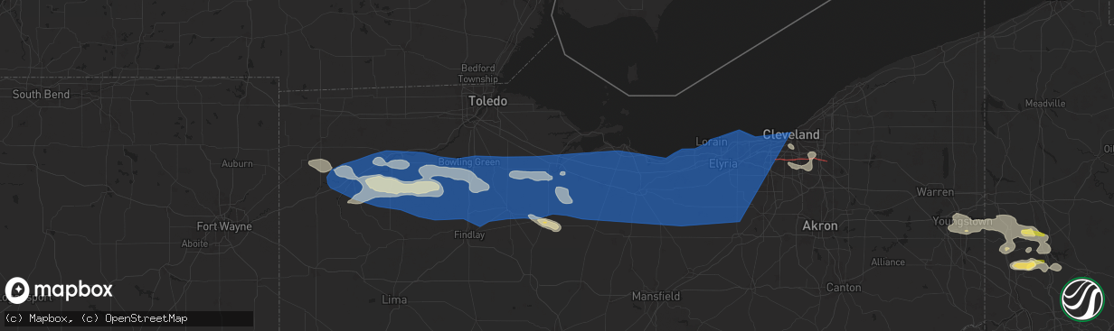 Hail map in Fremont, OH on August 6, 2024