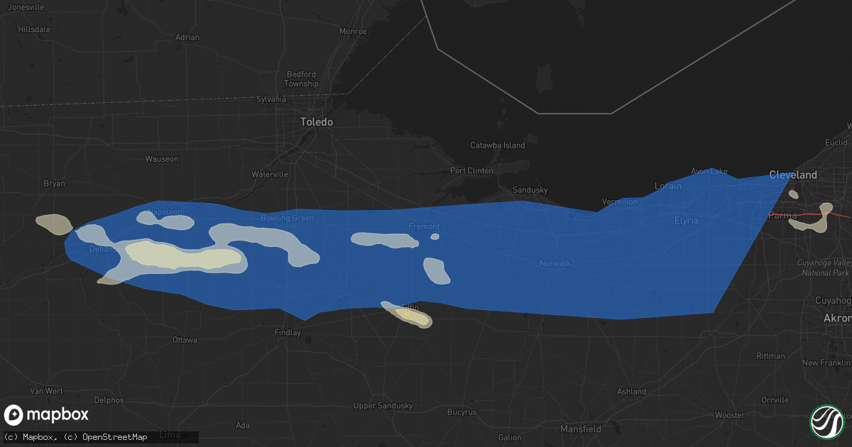 Hail map in Fremont, OH on August 6, 2024