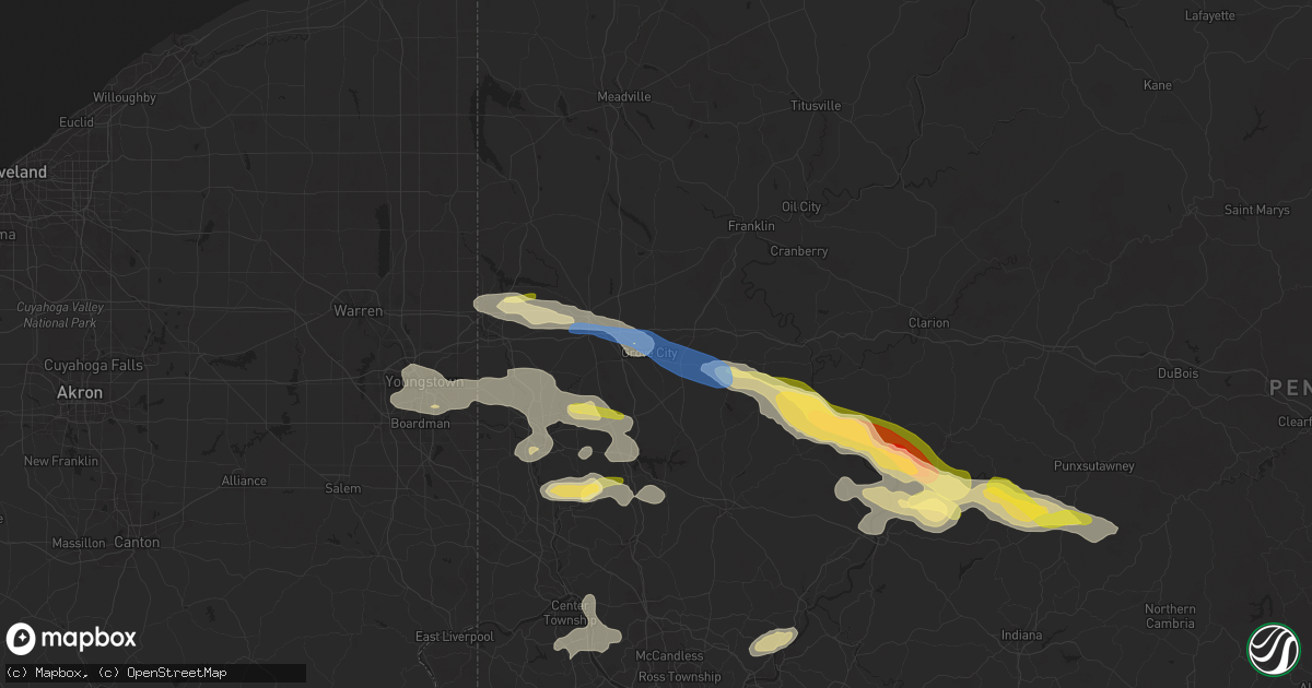 Hail map in Grove City, PA on August 6, 2024
