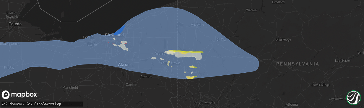 Hail map in Hermitage, PA on August 6, 2024