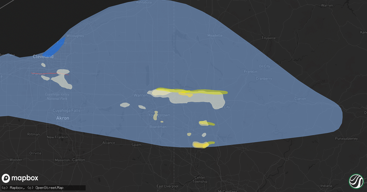 Hail map in Hermitage, PA on August 6, 2024