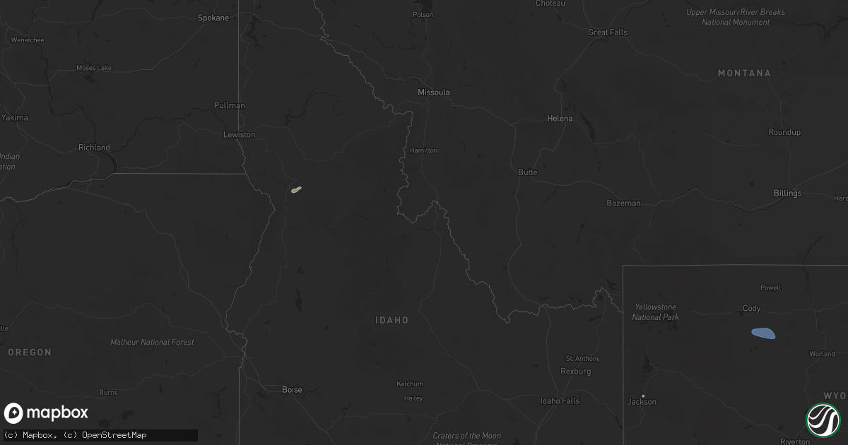 Hail map in Idaho on August 6, 2024