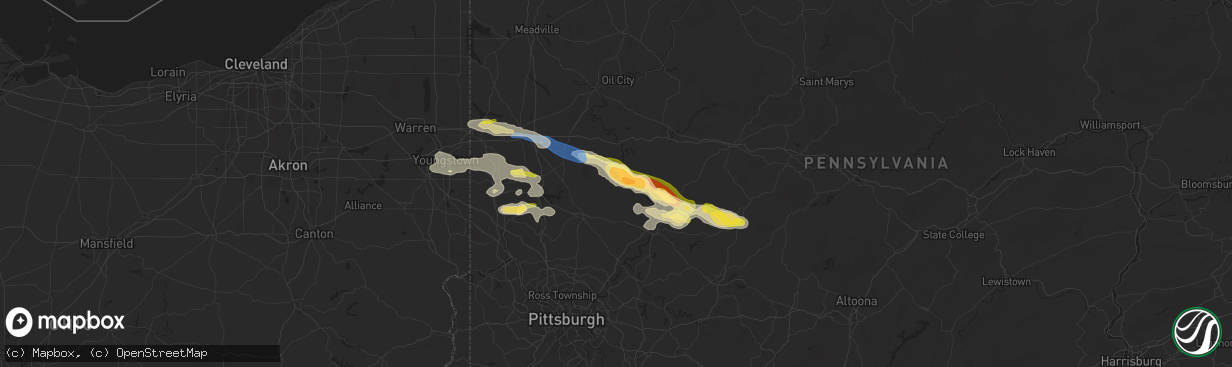 Hail map in Karns City, PA on August 6, 2024