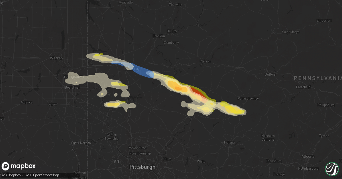 Hail map in Karns City, PA on August 6, 2024