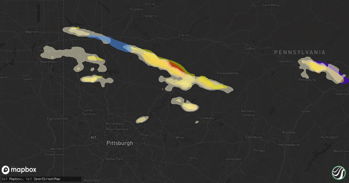 Hail map in Kittanning, PA on August 6, 2024