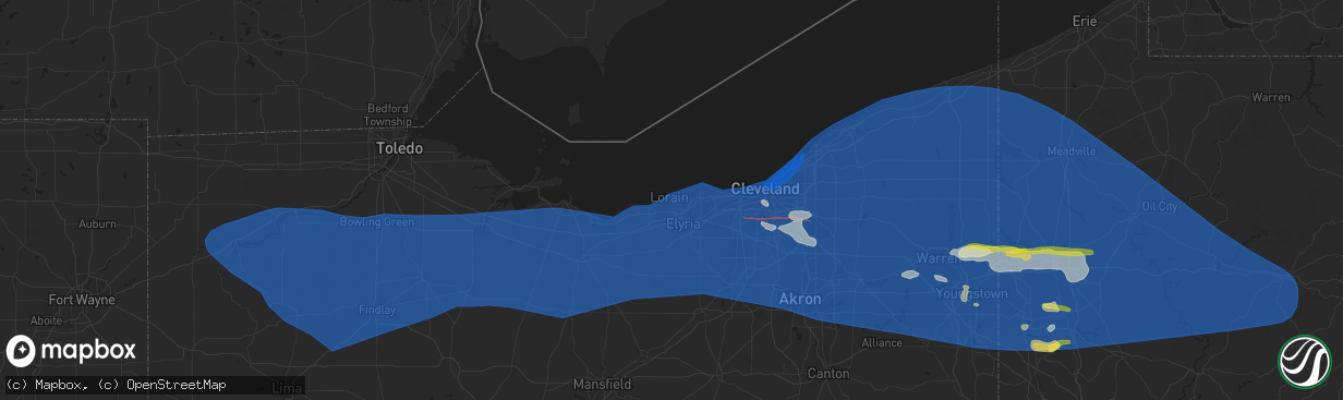 Hail map in Lorain, OH on August 6, 2024