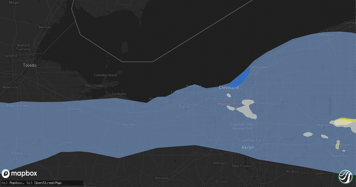 Hail map in Lorain, OH on August 6, 2024