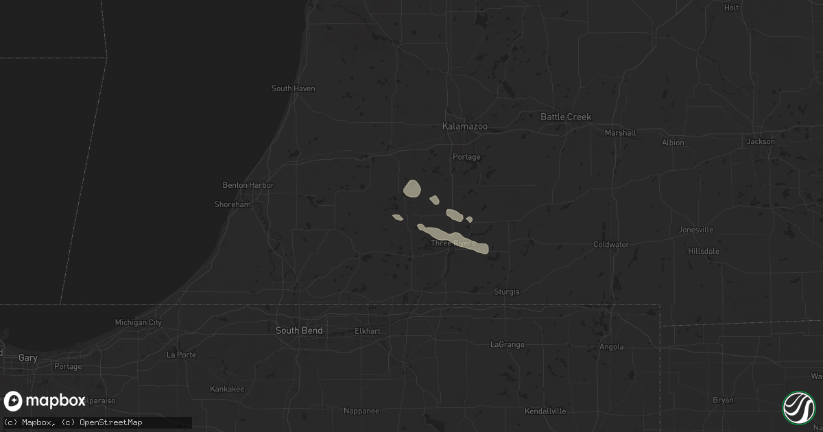 Hail map in Marcellus, MI on August 6, 2024
