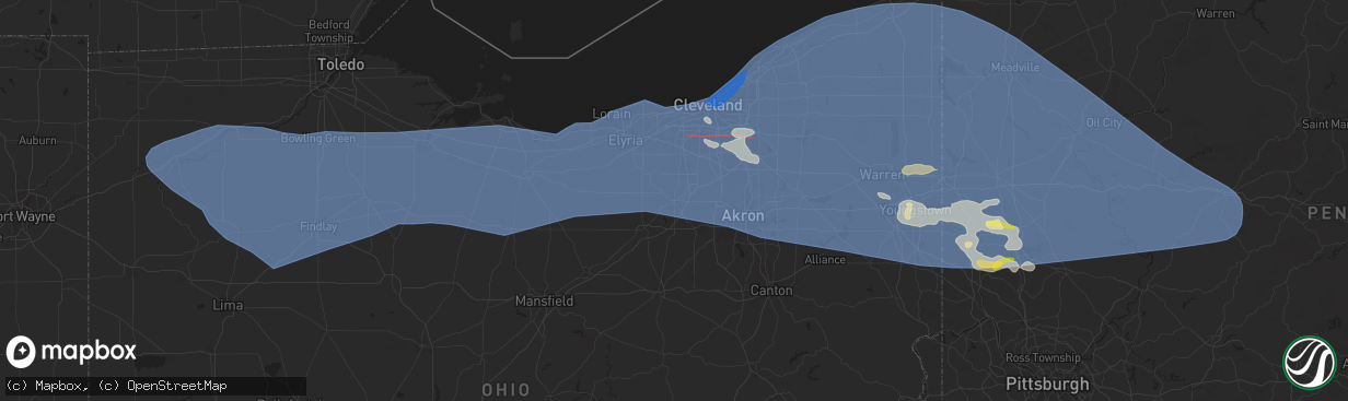 Hail map in Medina, OH on August 6, 2024