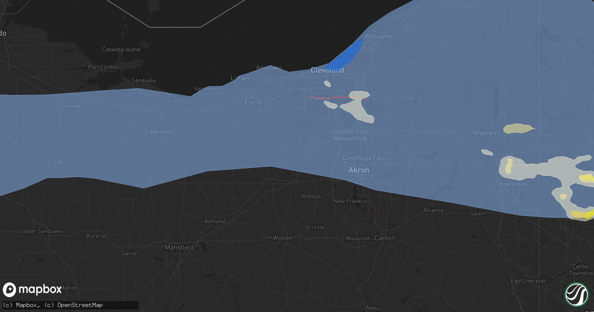 Hail map in Medina, OH on August 6, 2024