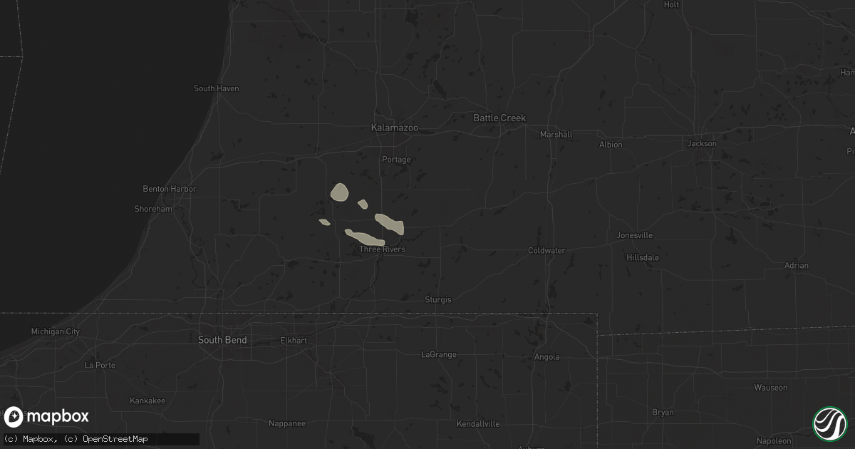 Hail map in Mendon, MI on August 6, 2024