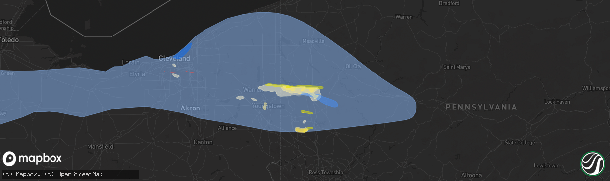 Hail map in Mercer, PA on August 6, 2024