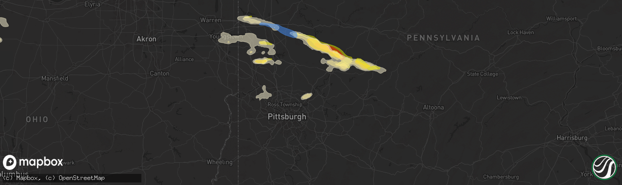 Hail map in Natrona Heights, PA on August 6, 2024