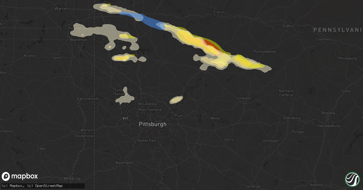 Hail map in Natrona Heights, PA on August 6, 2024