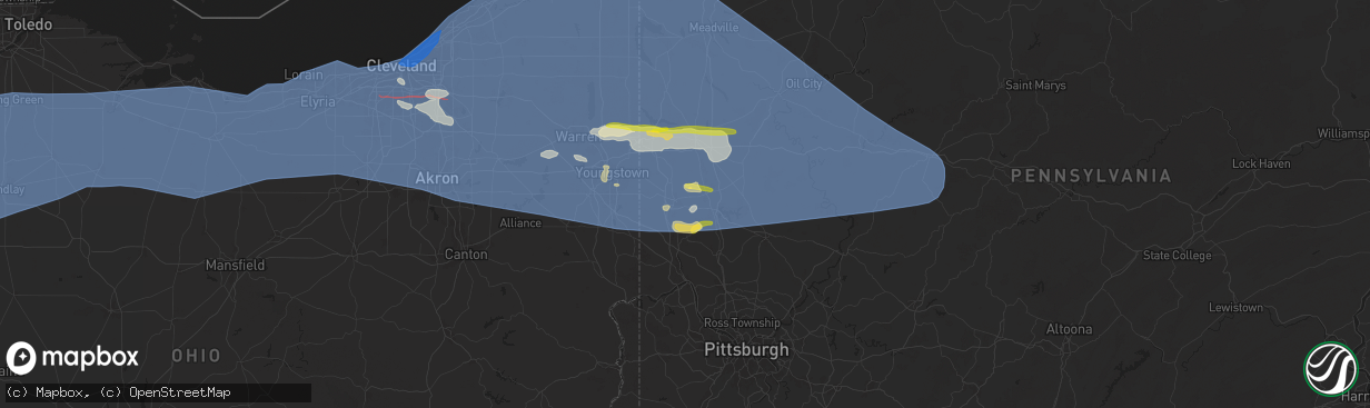 Hail map in New Castle, PA on August 6, 2024