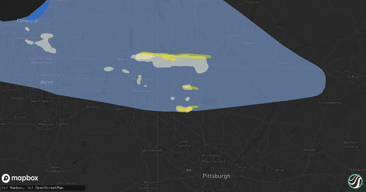 Hail map in New Castle, PA on August 6, 2024