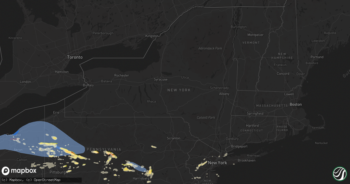 Hail map in New York on August 6, 2024