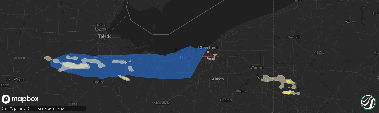 Hail map in North Ridgeville, OH on August 6, 2024