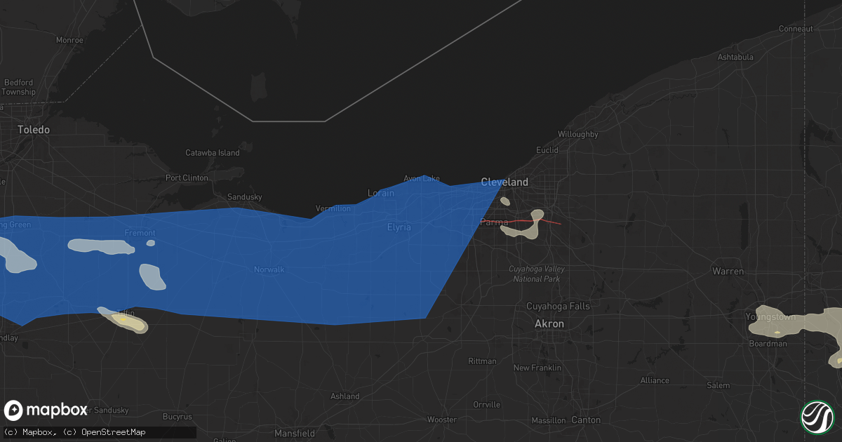 Hail map in North Ridgeville, OH on August 6, 2024