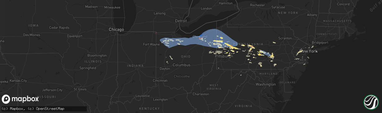 Hail map in Ohio on August 6, 2024