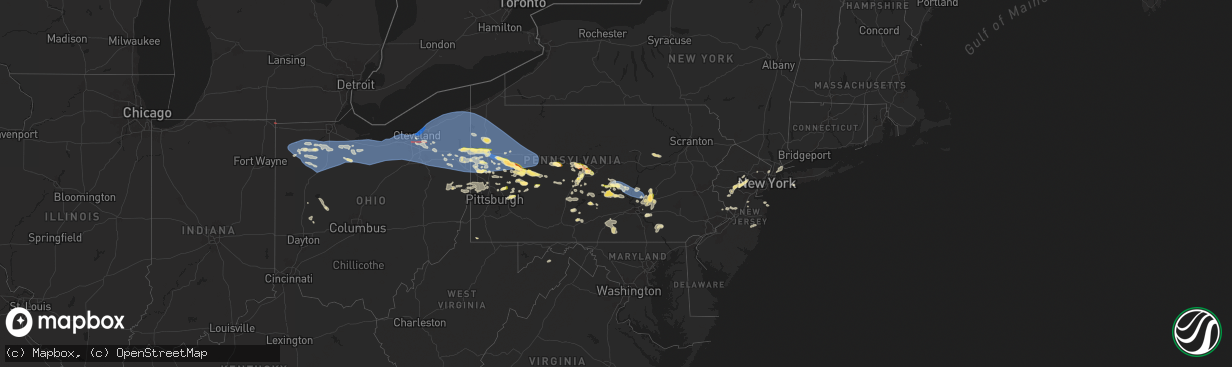 Hail map in Pennsylvania on August 6, 2024