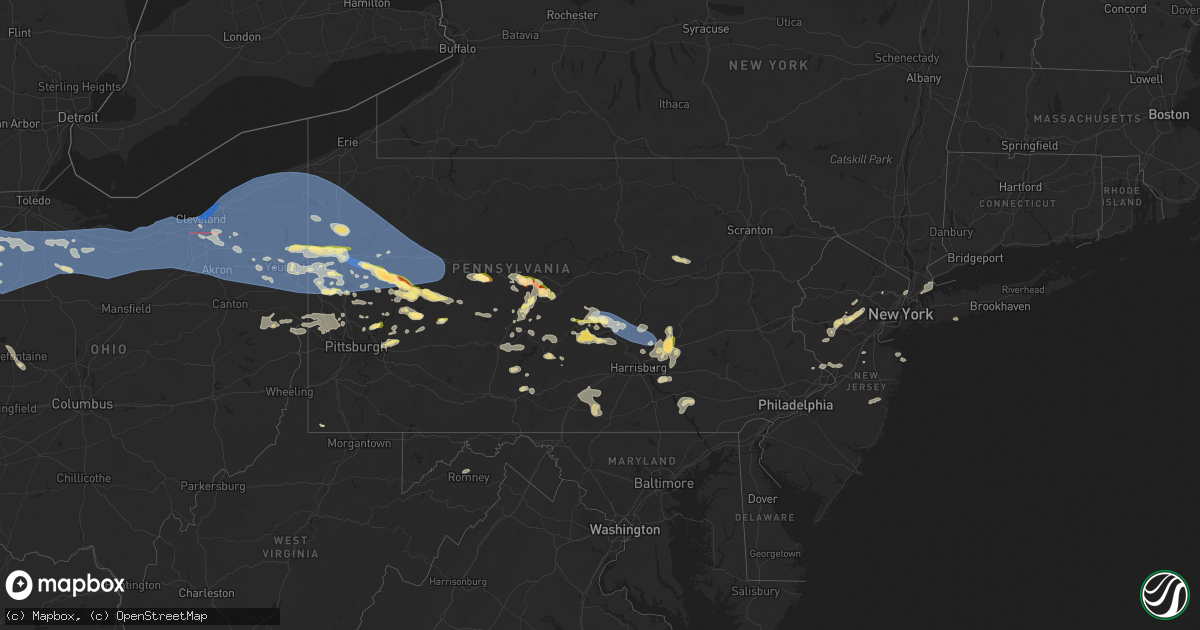 Hail map in Pennsylvania on August 6, 2024