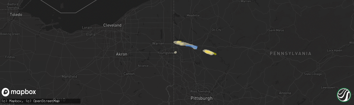 Hail map in Pulaski, PA on August 6, 2024