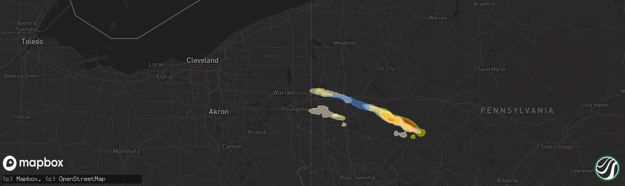 Hail map in Sharon, PA on August 6, 2024