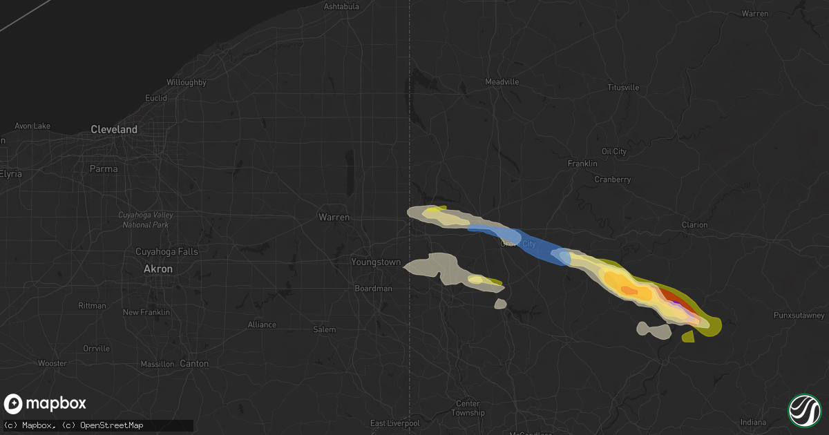 Hail map in Sharon, PA on August 6, 2024