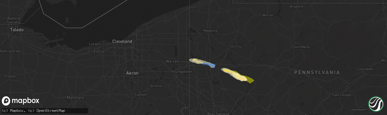 Hail map in Sharpsville, PA on August 6, 2024