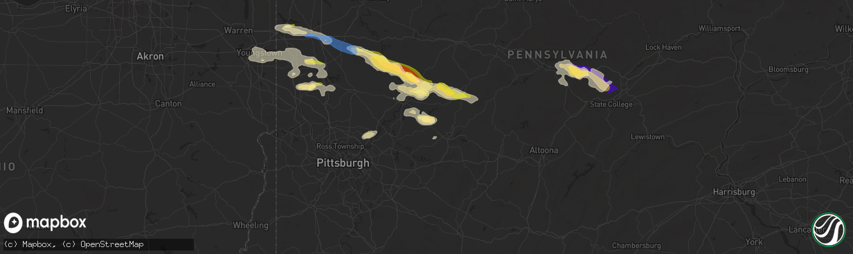 Hail map in Shelocta, PA on August 6, 2024