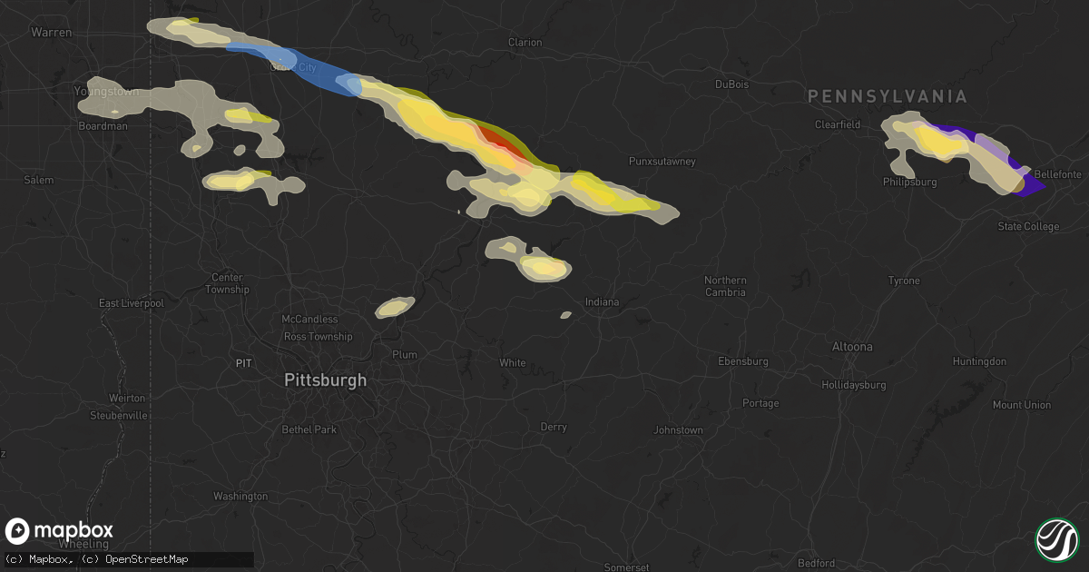 Hail map in Shelocta, PA on August 6, 2024