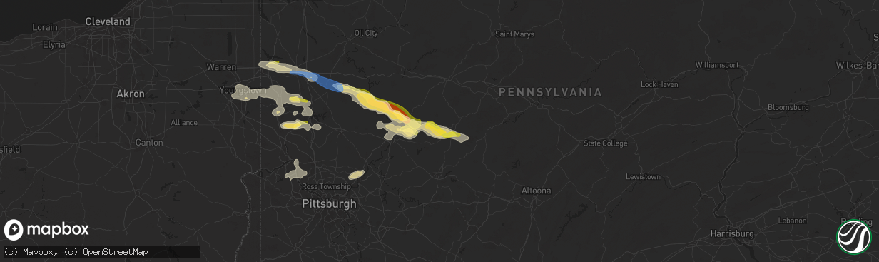 Hail map in Smicksburg, PA on August 6, 2024