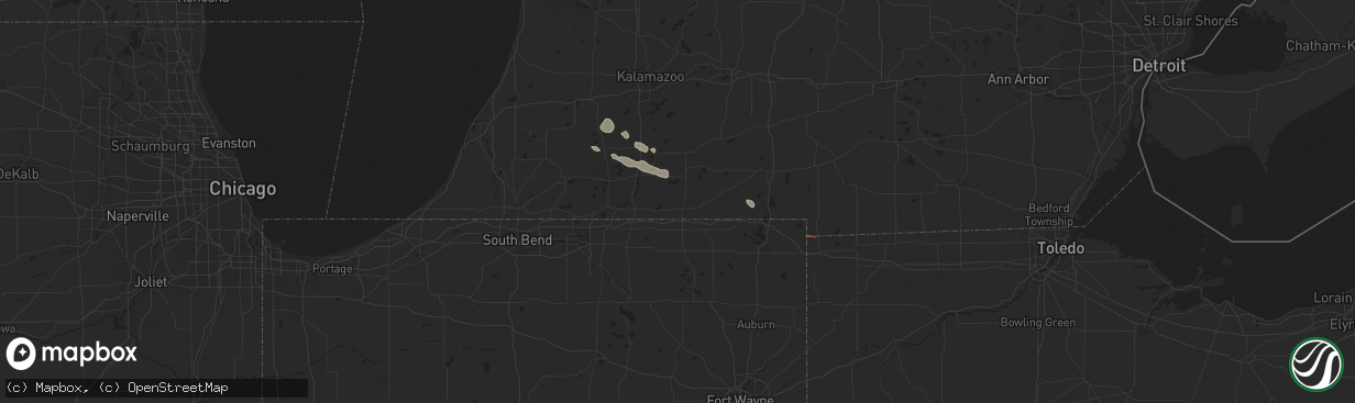 Hail map in Sturgis, MI on August 6, 2024