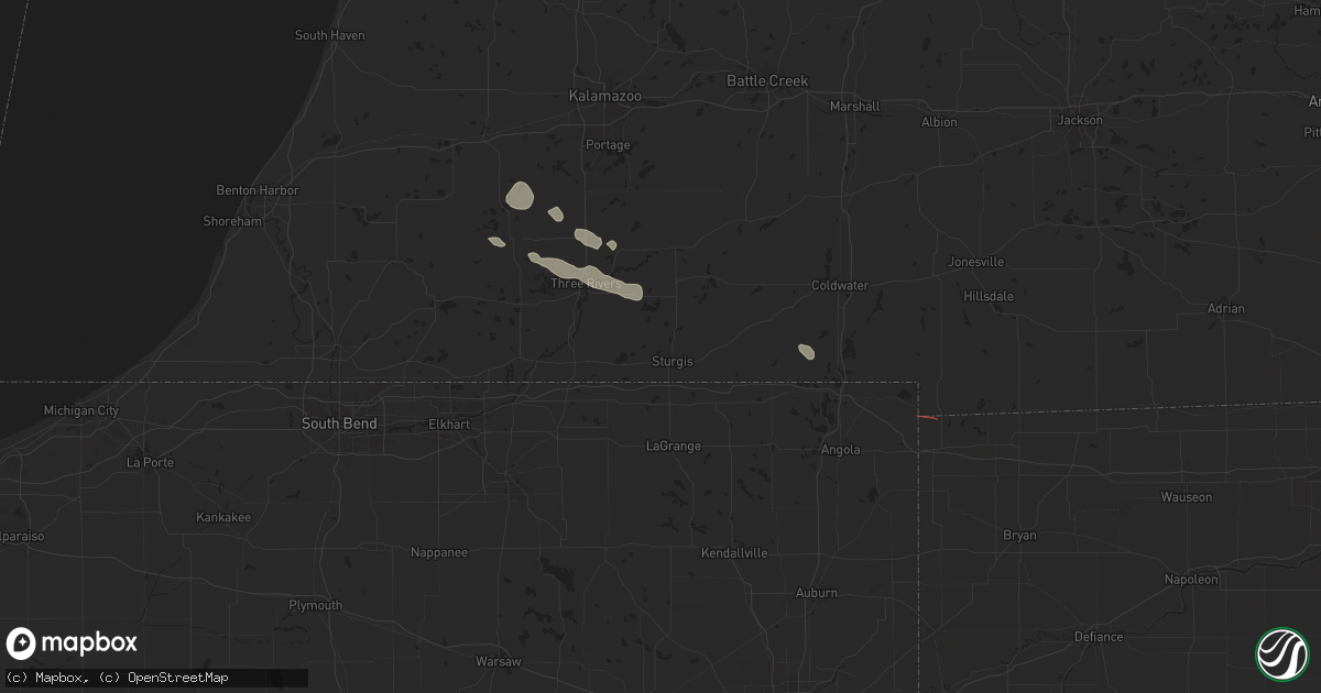 Hail map in Sturgis, MI on August 6, 2024