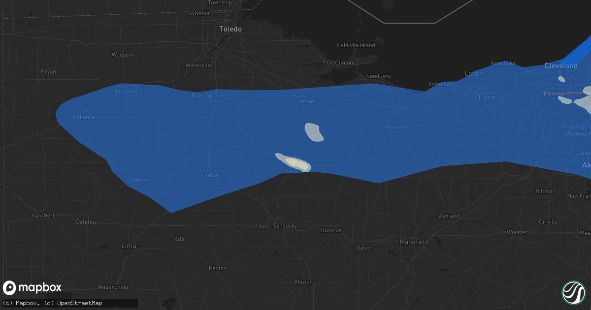 Hail map in Tiffin, OH on August 6, 2024