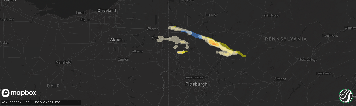 Hail map in Wampum, PA on August 6, 2024