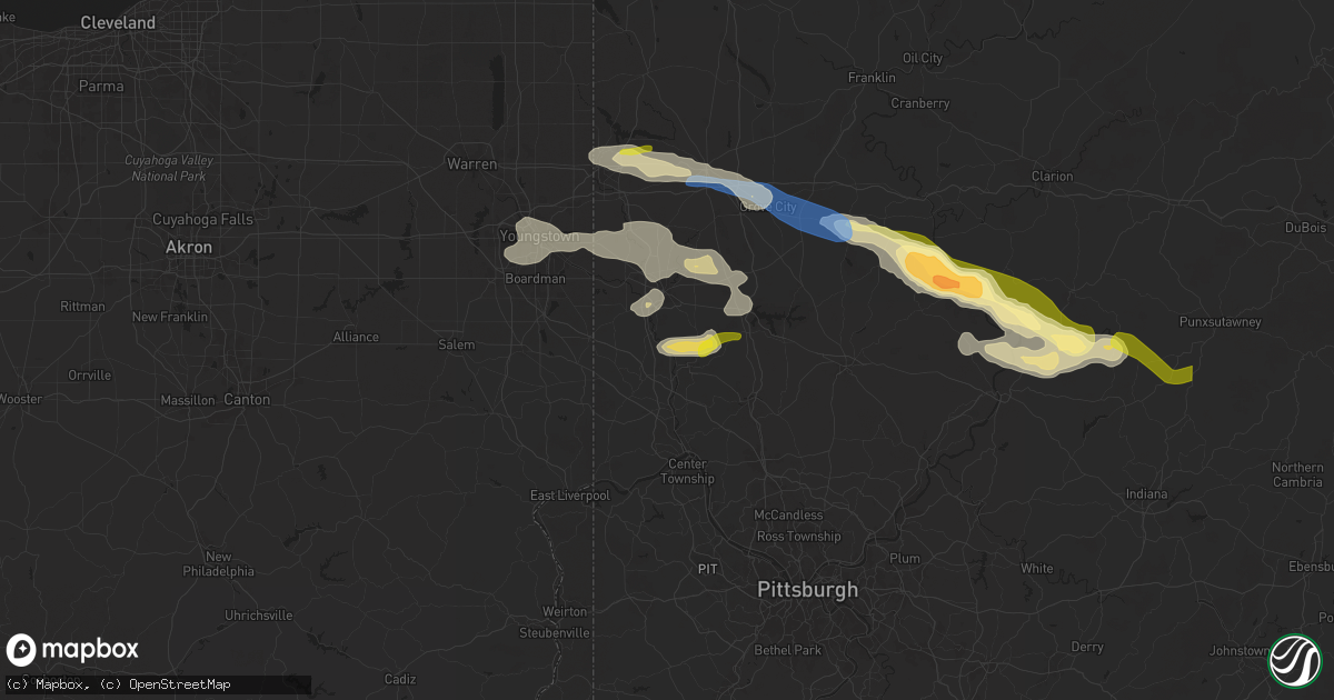 Hail map in Wampum, PA on August 6, 2024