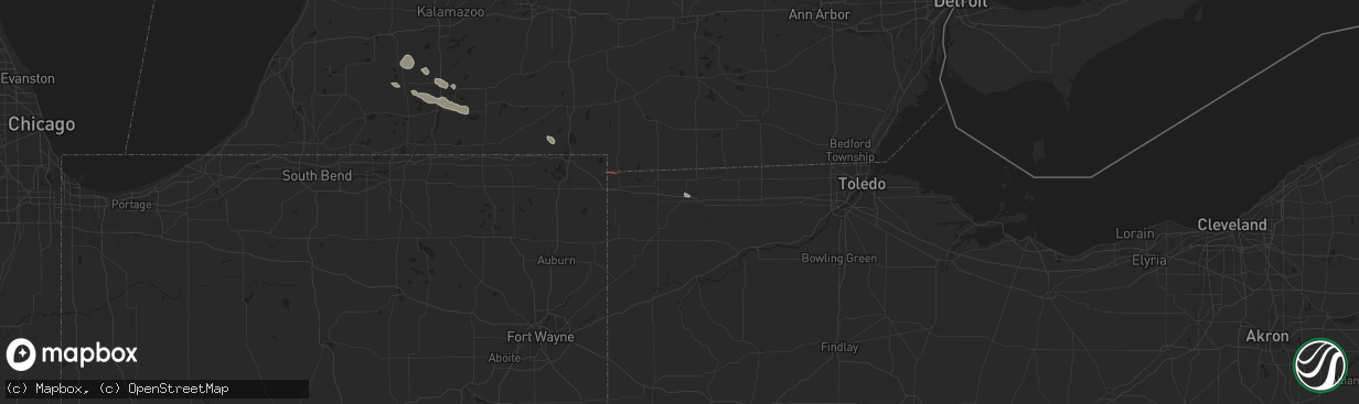 Hail map in West Unity, OH on August 6, 2024