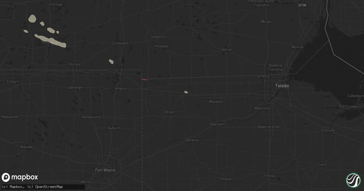 Hail map in West Unity, OH on August 6, 2024