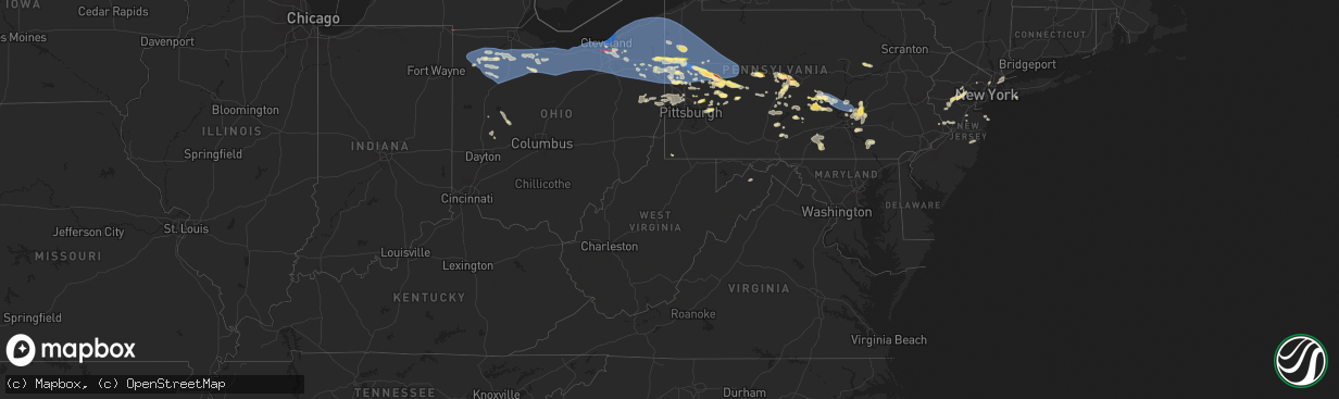 Hail map in West Virginia on August 6, 2024