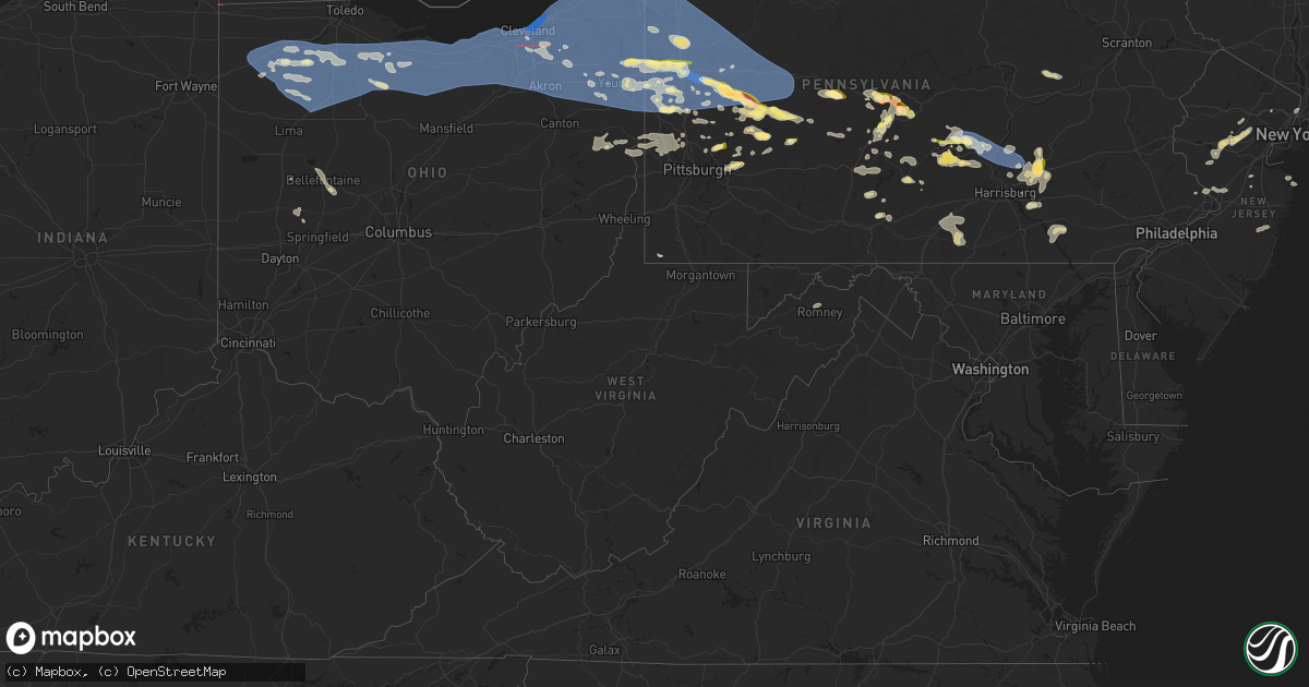 Hail map in West Virginia on August 6, 2024
