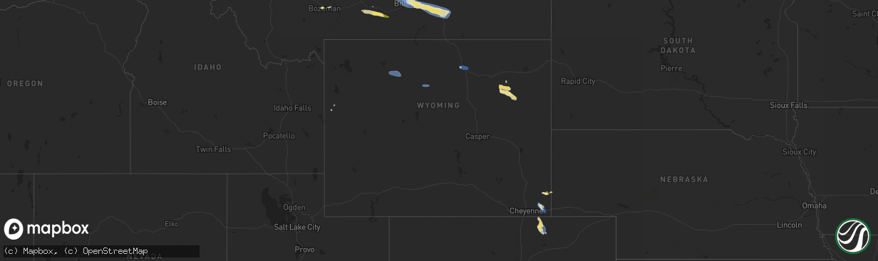 Hail map in Wyoming on August 6, 2024