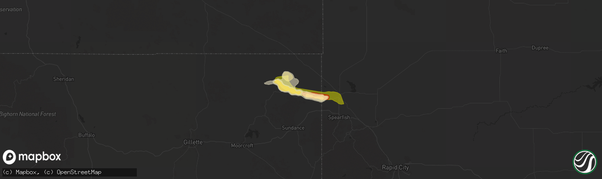 Hail map in Aladdin, WY on August 6, 2025