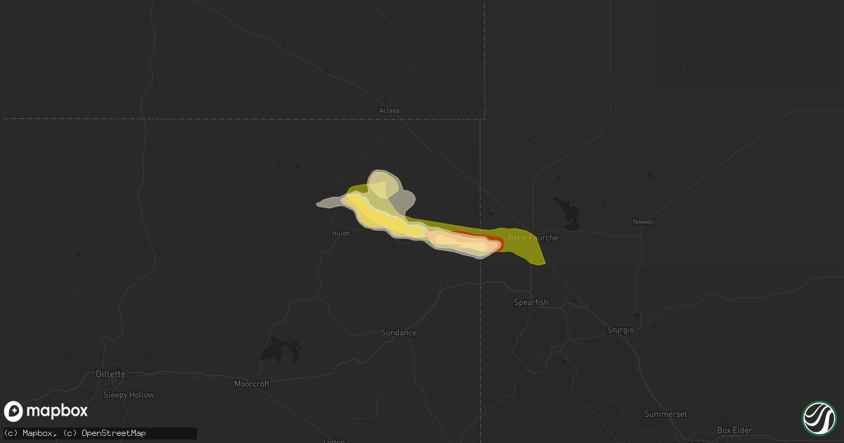 Hail map in Aladdin, WY on August 6, 2025