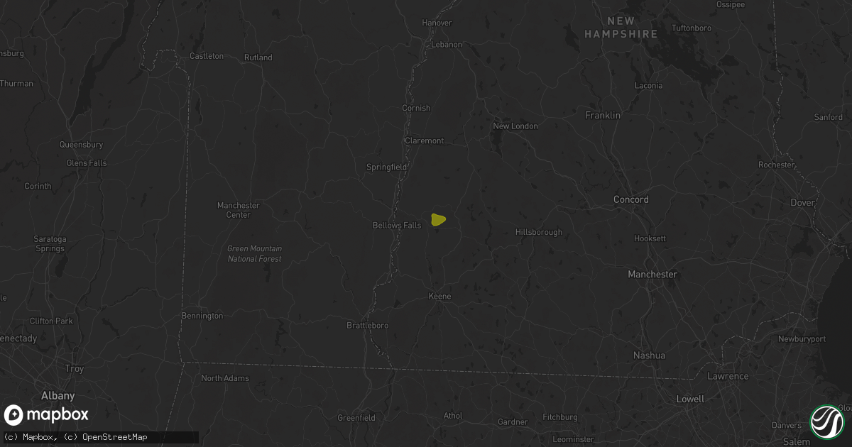 Hail map in Alstead, NH on August 6, 2025