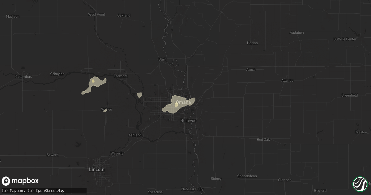 Hail map in Carter Lake, IA on August 6, 2025