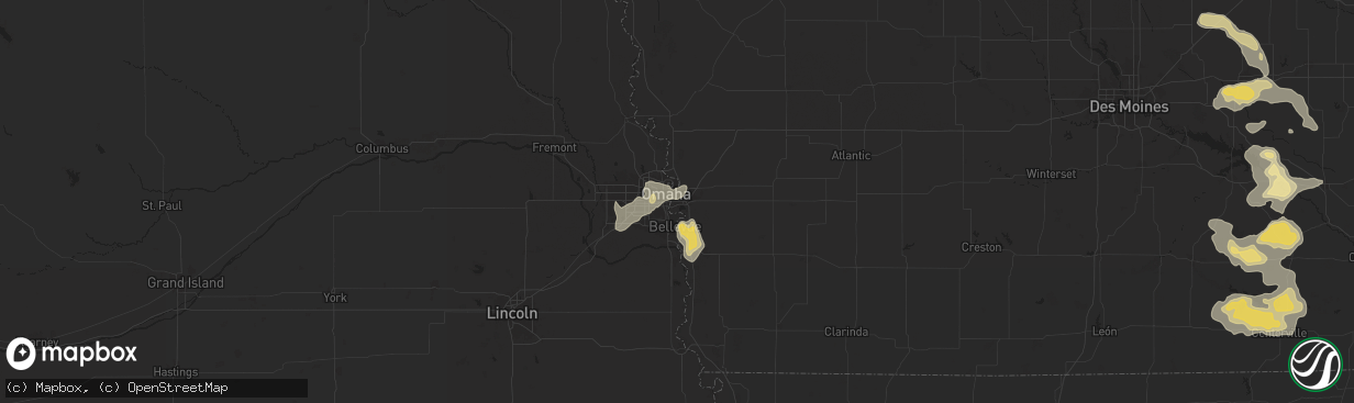 Hail map in Council Bluffs, IA on August 6, 2025