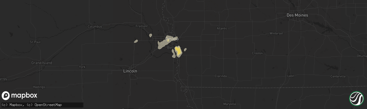 Hail map in Glenwood, IA on August 6, 2025