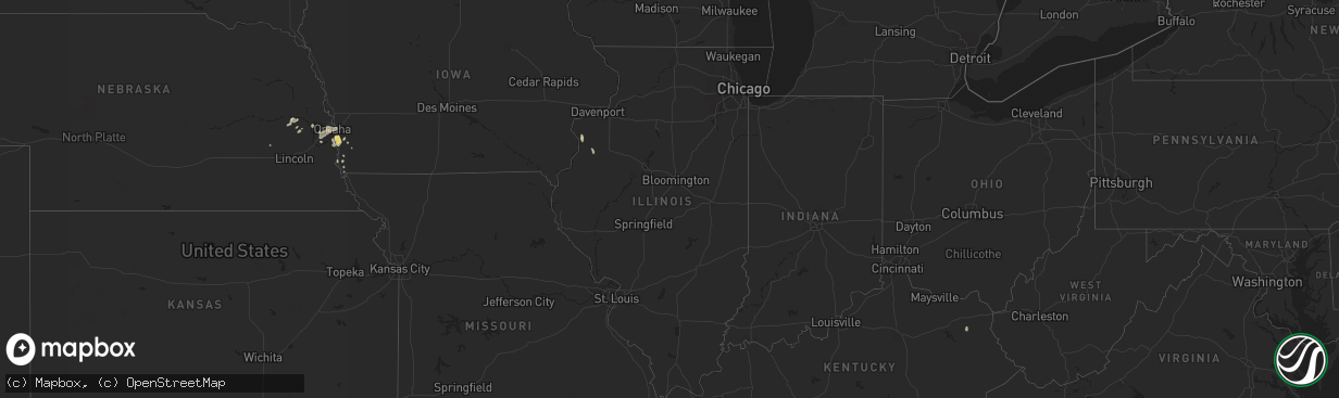 Hail map in Illinois on August 6, 2025